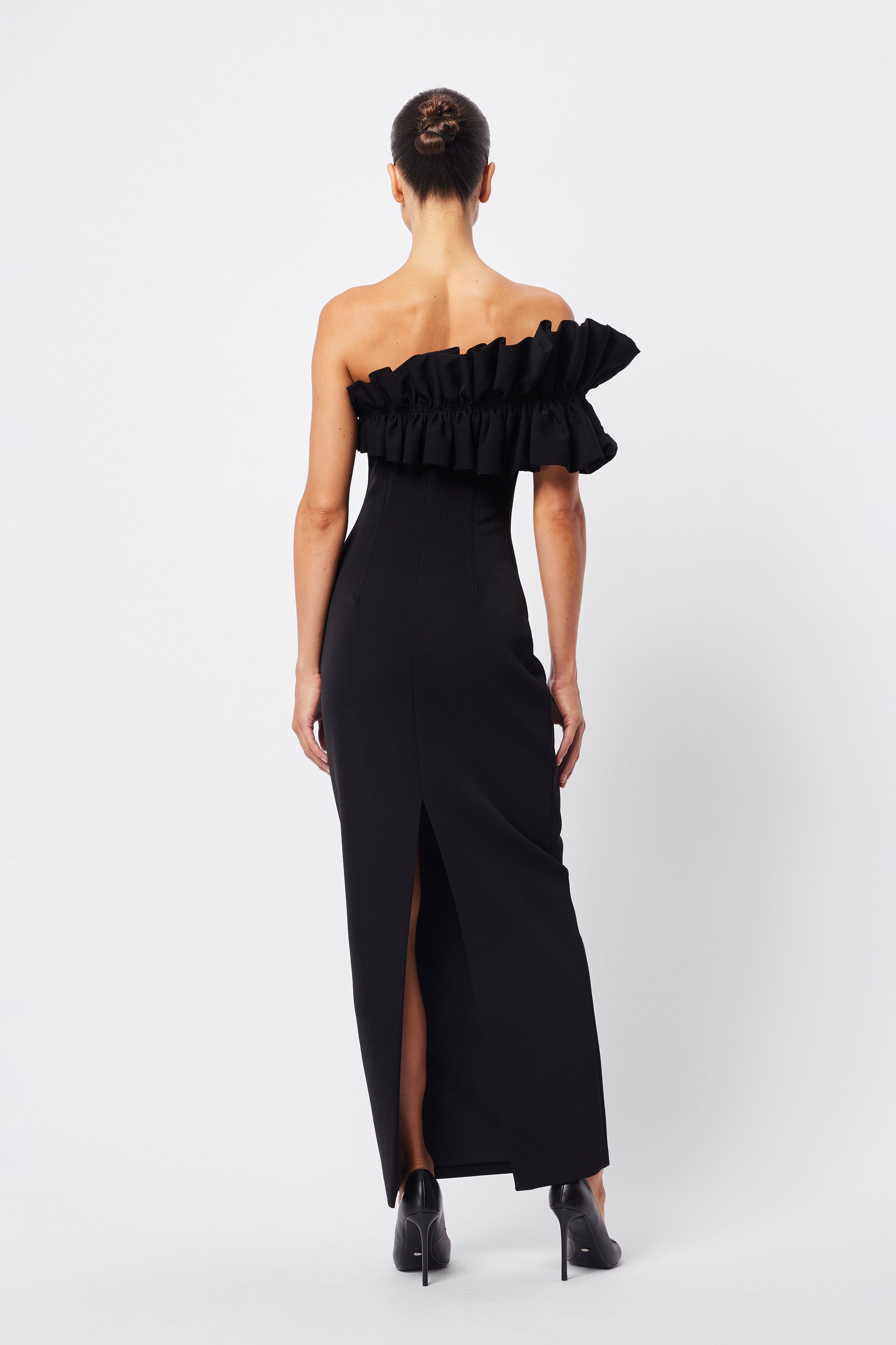 Noir Whisper One-Shoulder Dress
