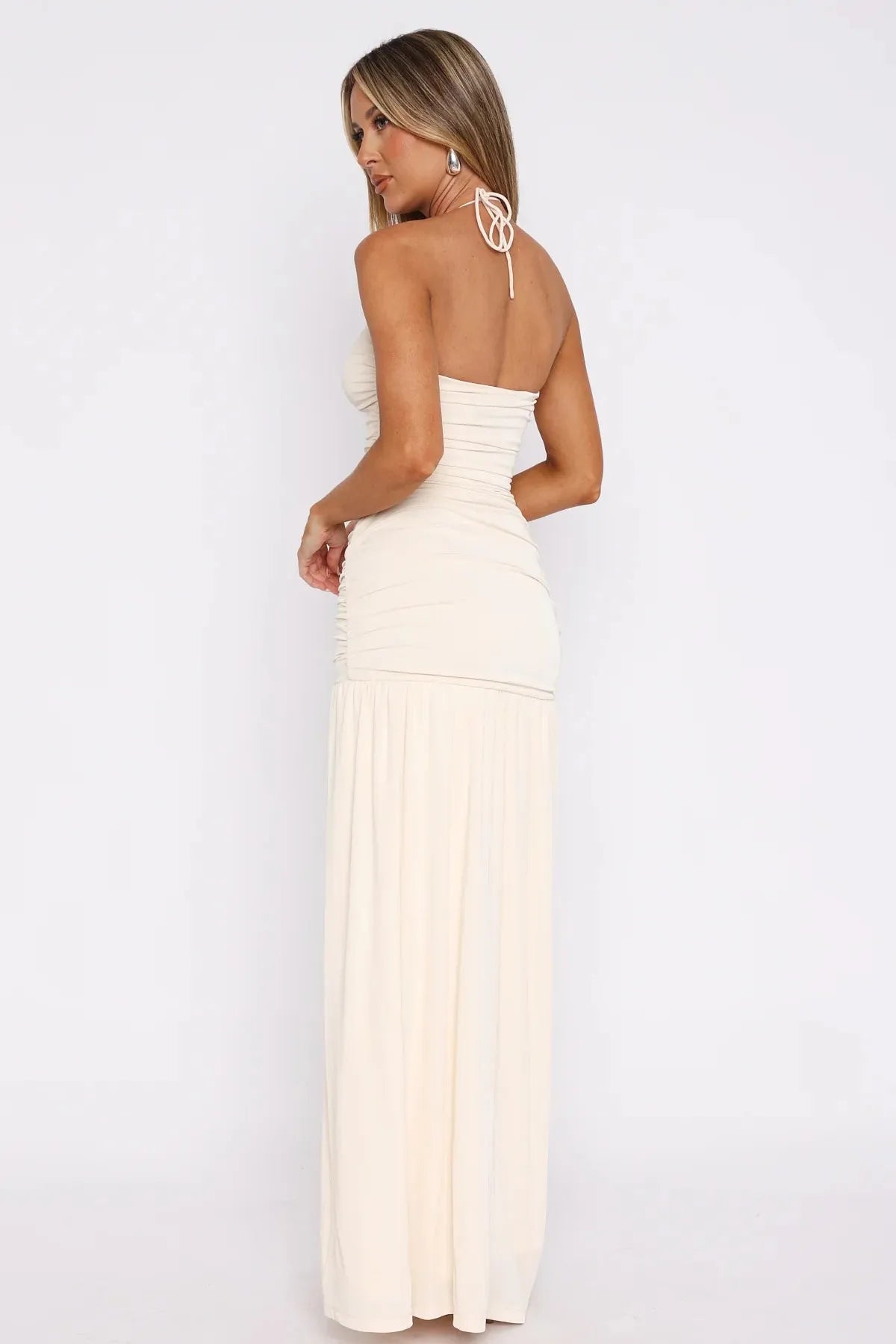 Cream Cascade Maxi Dress