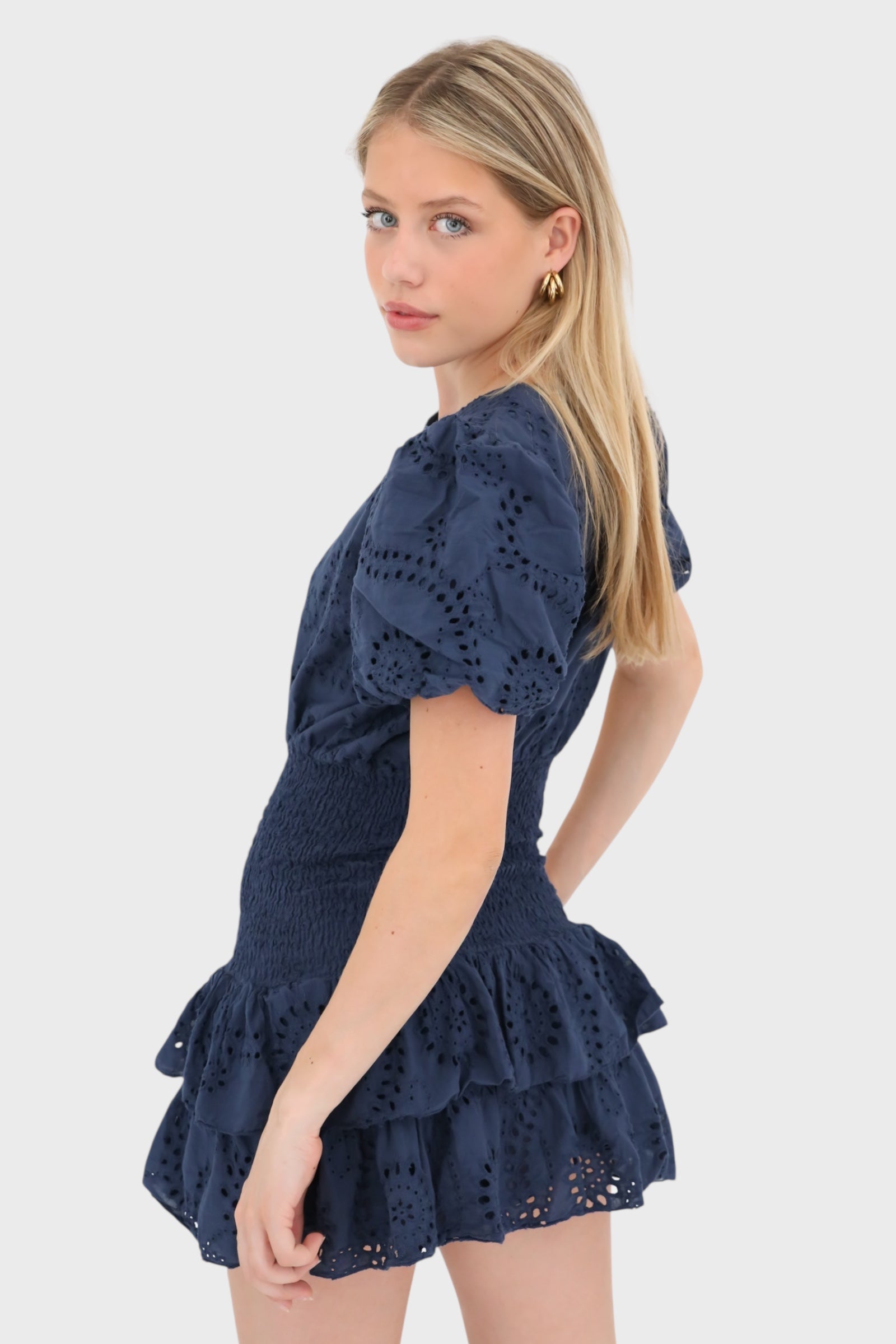 Navy Bloom Ruffle Dress