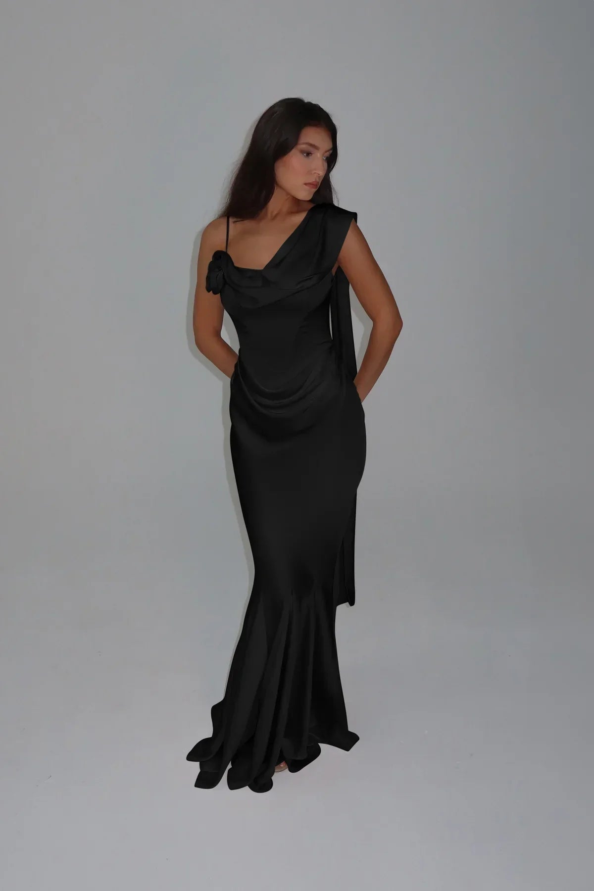 Isla One-Shoulder Satin Gown