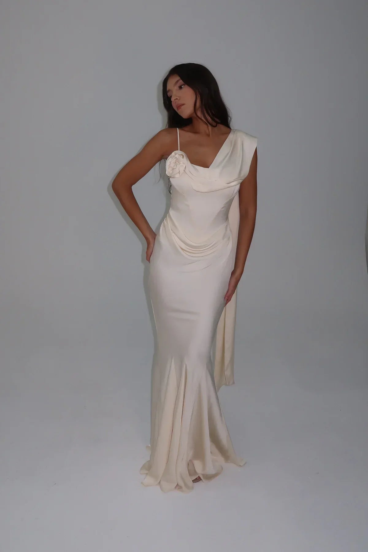 Isla One-Shoulder Satin Gown