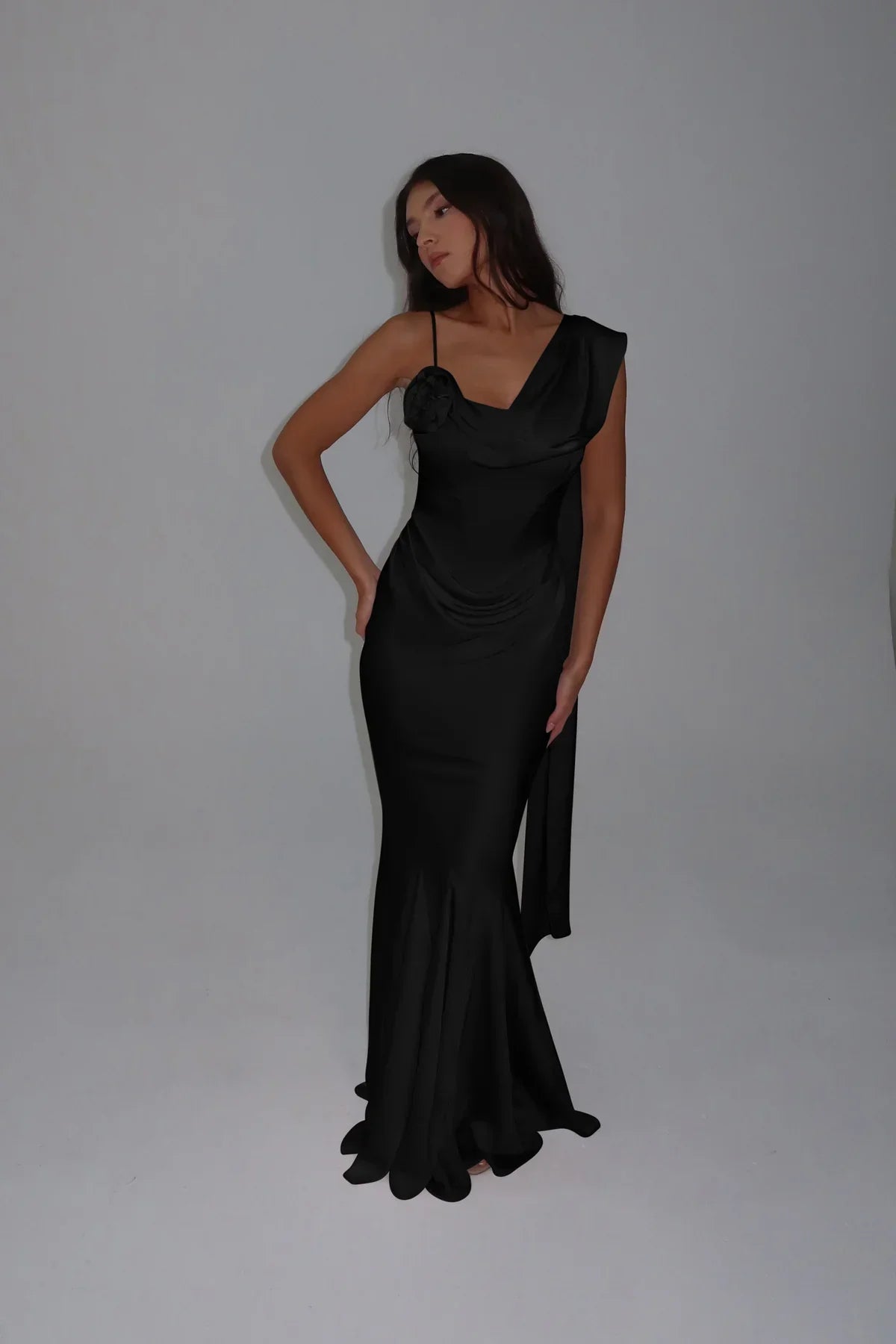 Isla One-Shoulder Satin Gown