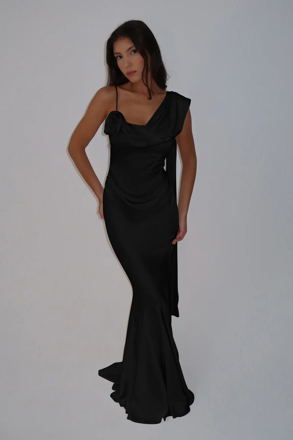 Isla One-Shoulder Satin Gown
