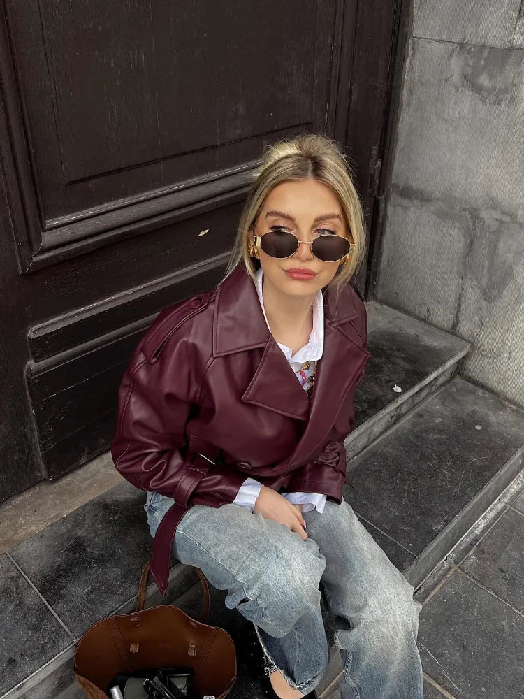 Odessa Belted Wine Trench Coat