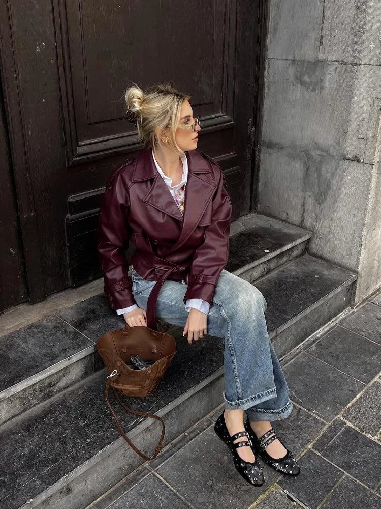 Odessa Belted Wine Trench Coat