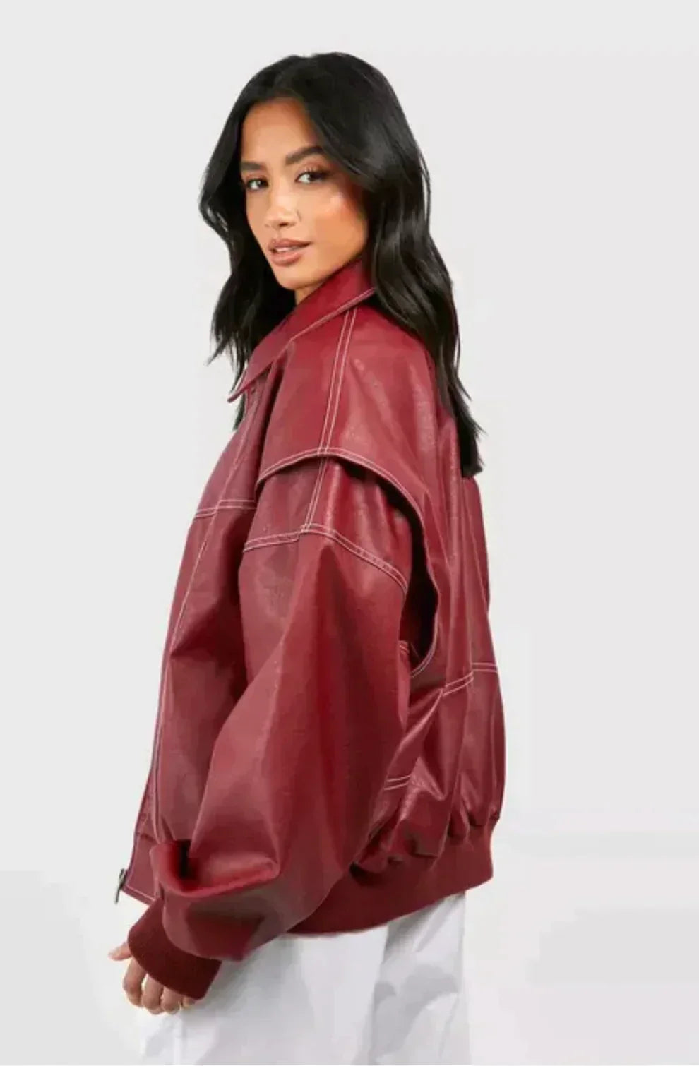 Aveline Faux Leather Bomber Jacket