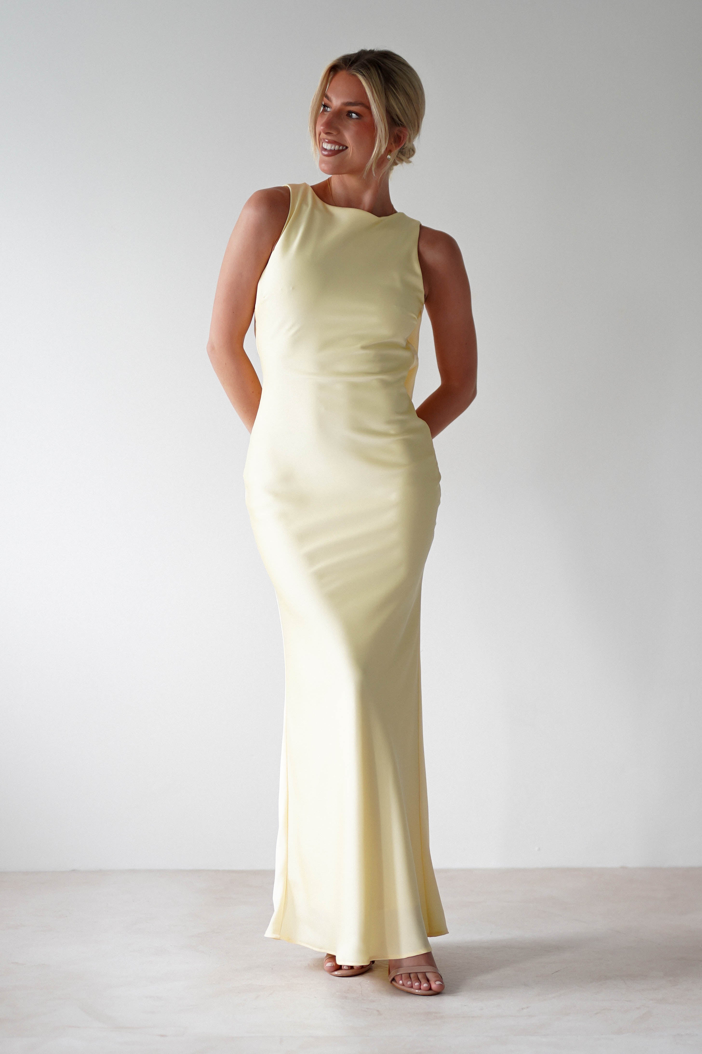 Lemon Luxe Satin Dress