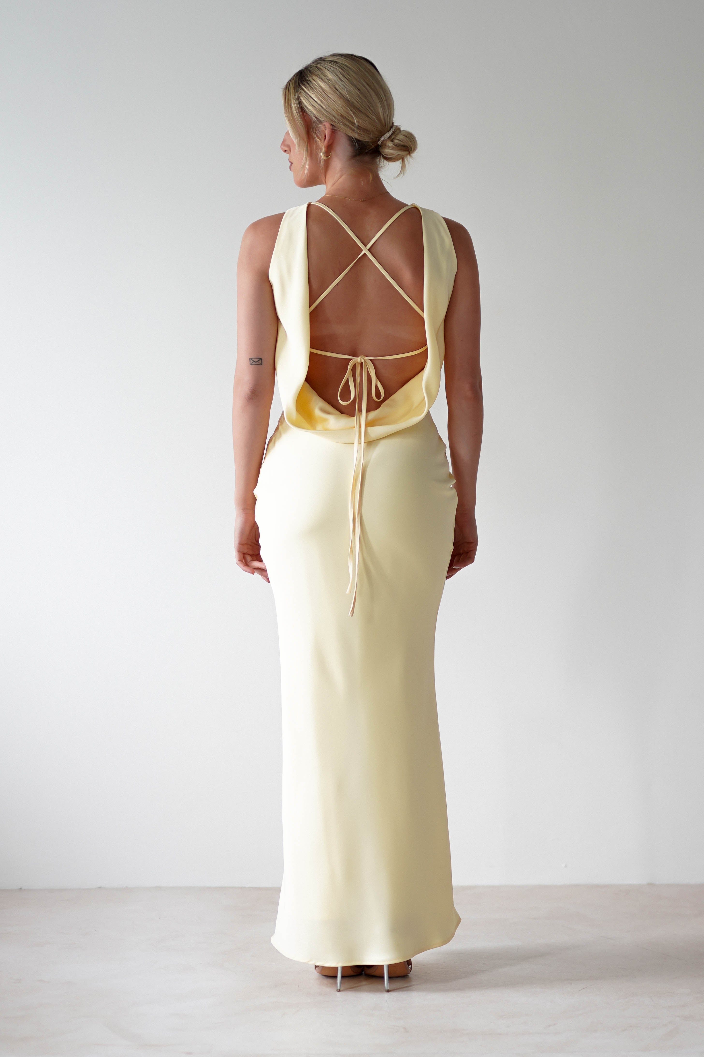 Lemon Luxe Satin Dress