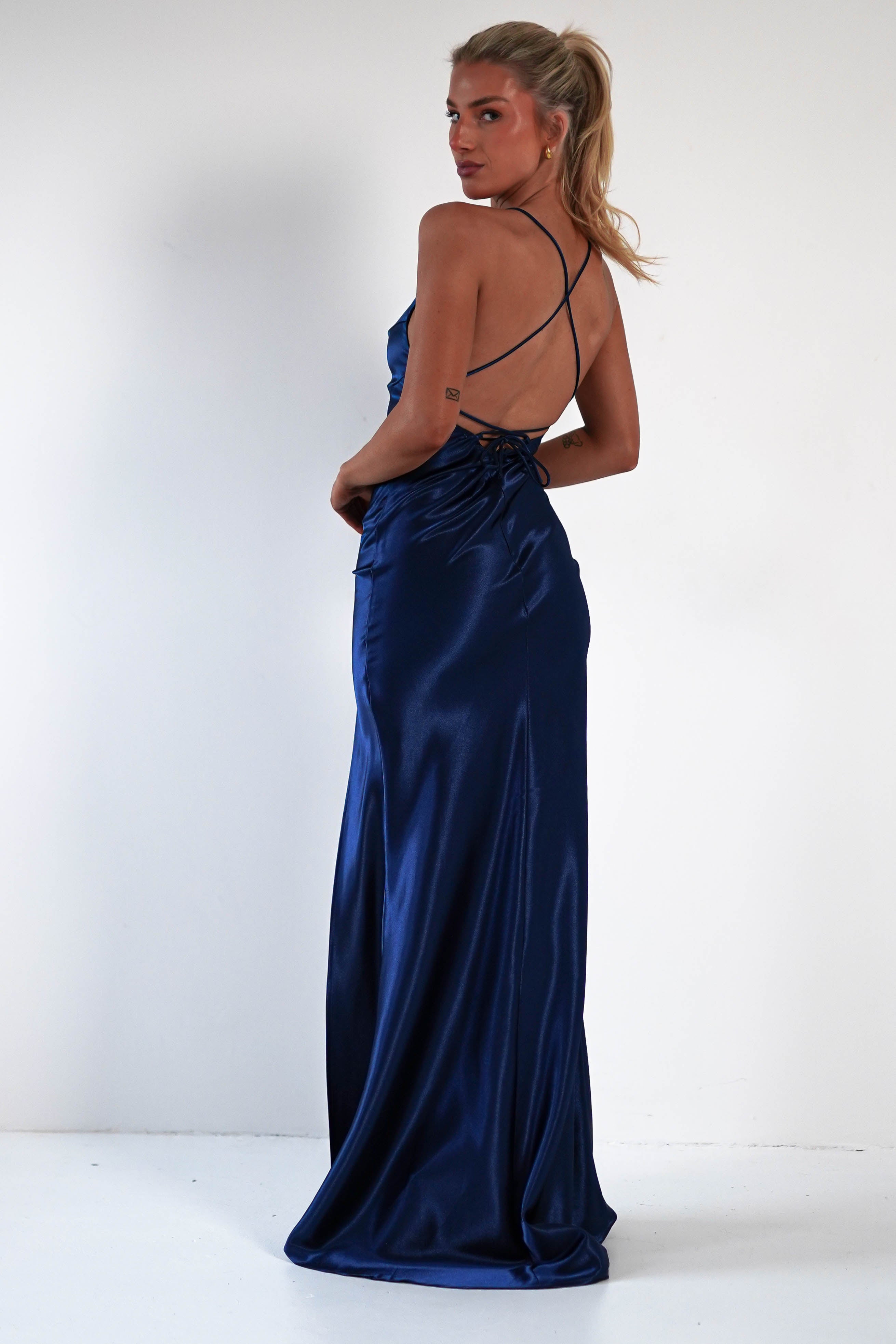 Royal Midnight Satin Dress