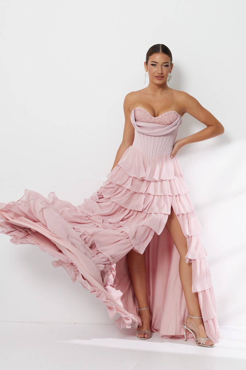 Rosé Ruffle Romance Dress