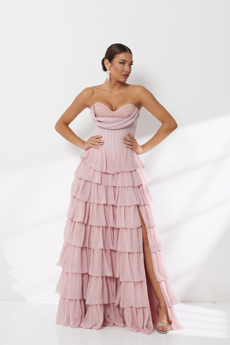 Rosé Ruffle Romance Dress