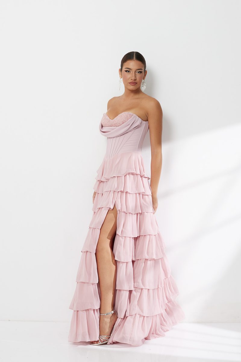 Rosé Ruffle Romance Dress
