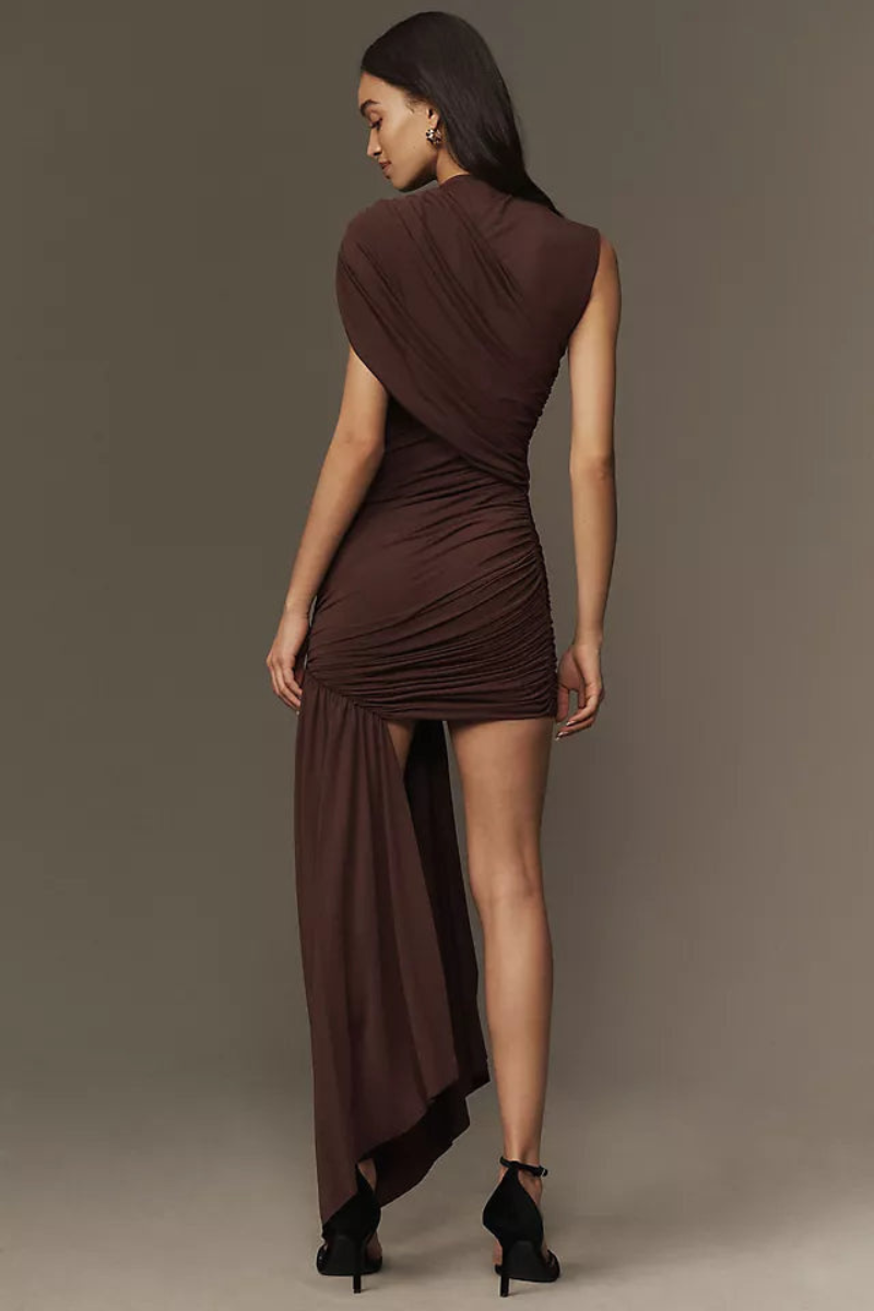 Mocha Muse Asymmetric Dress