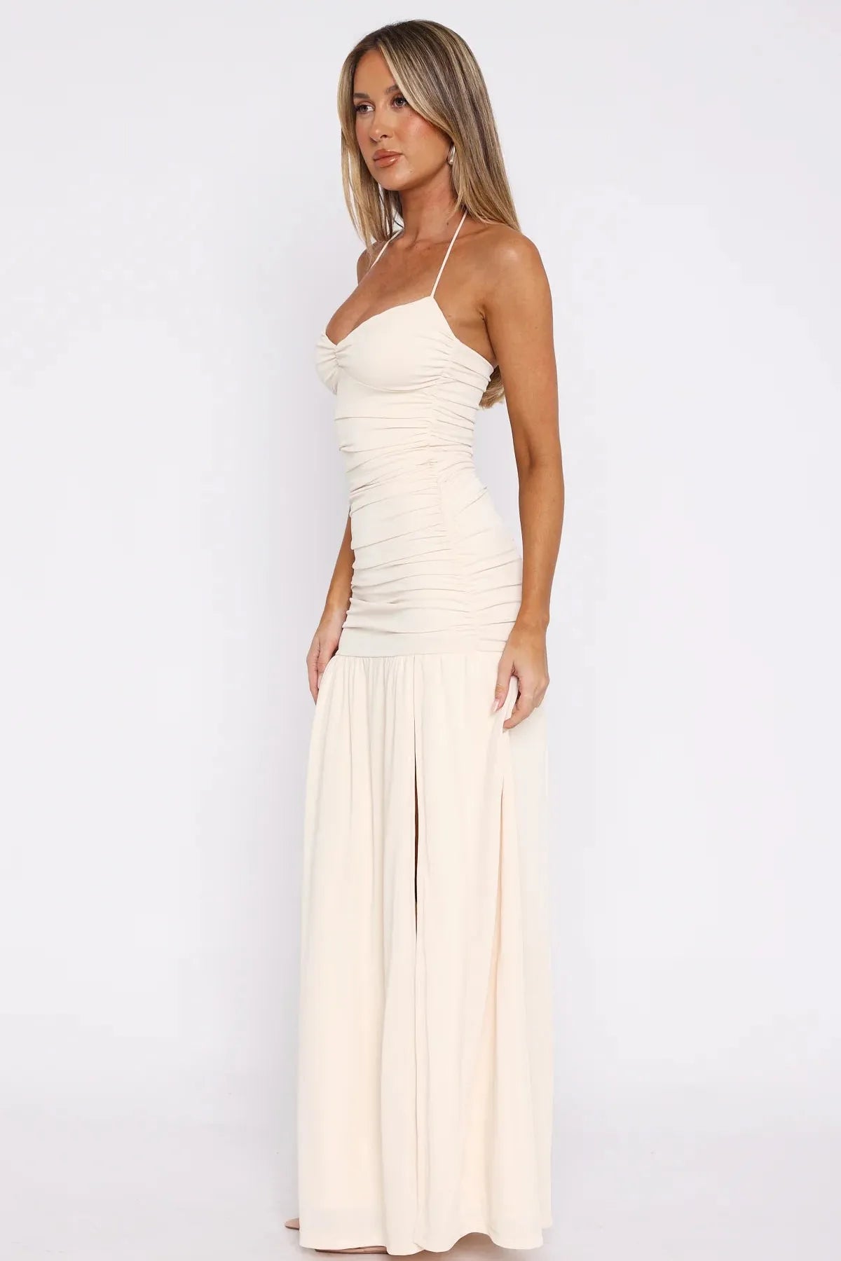 Cream Cascade Maxi Dress