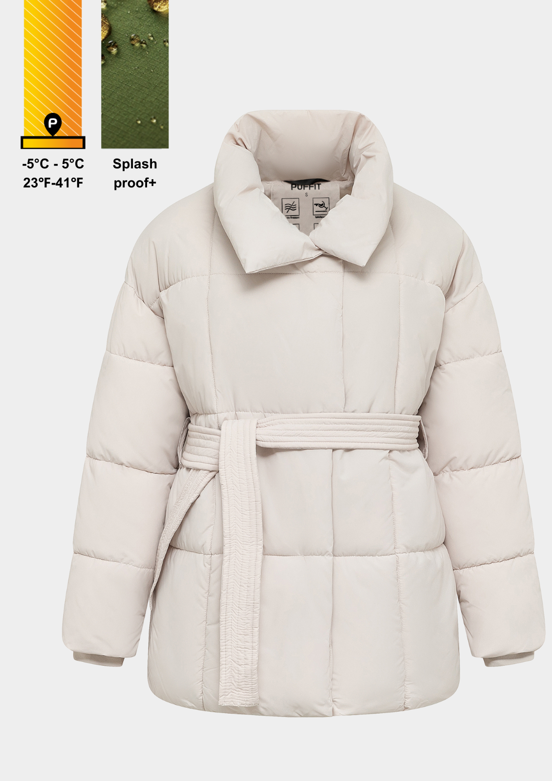 Mid Length Belted Puffer Jacket