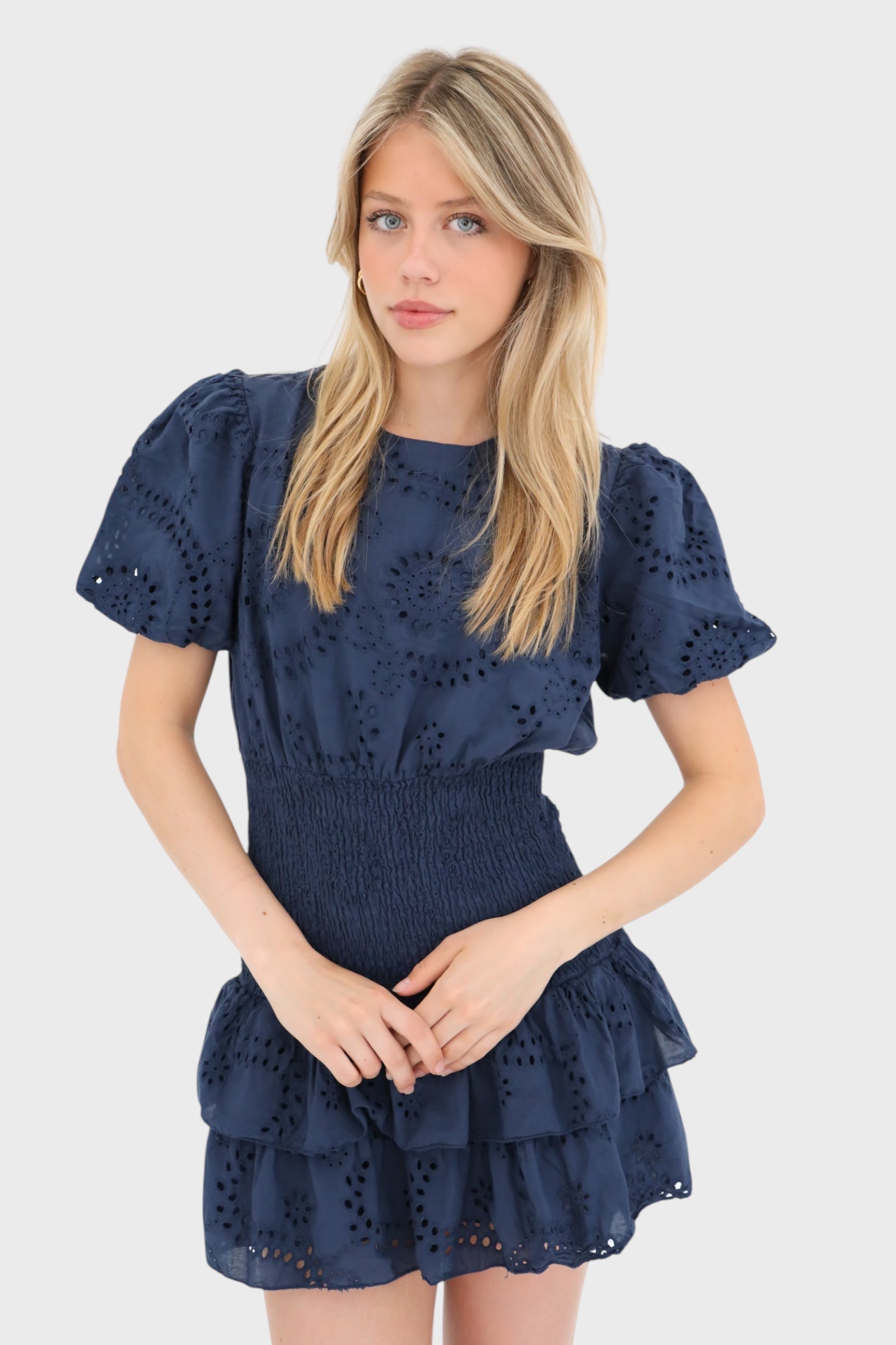 Navy Bloom Ruffle Dress