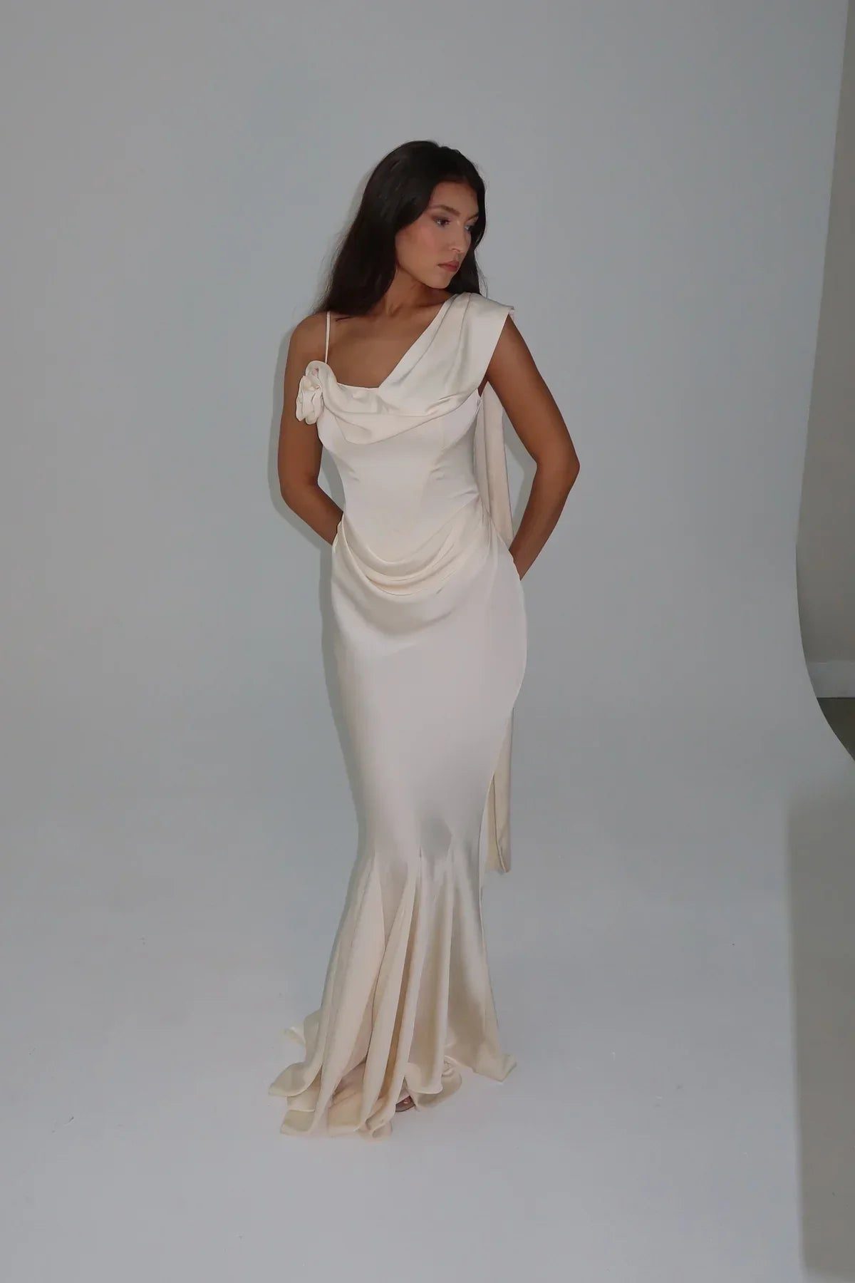 Isla One-Shoulder Satin Gown