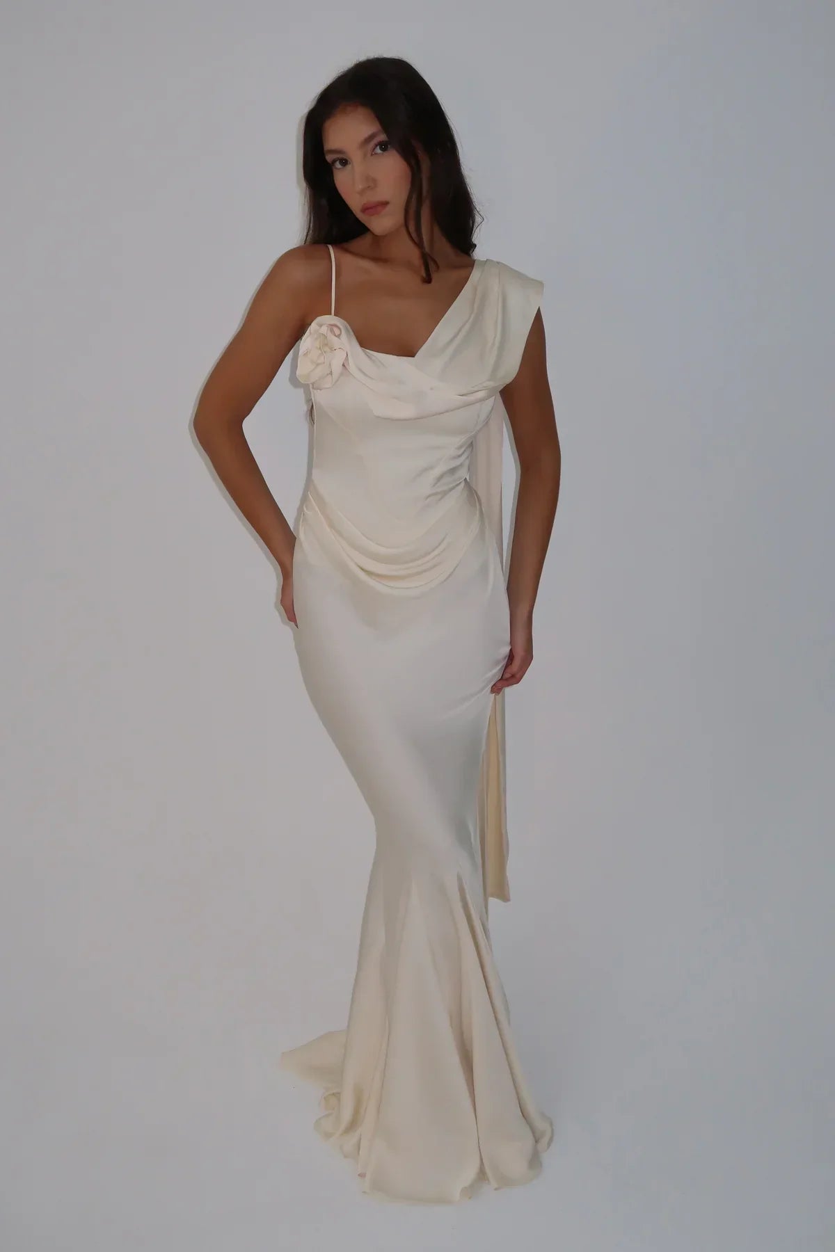 Isla One-Shoulder Satin Gown