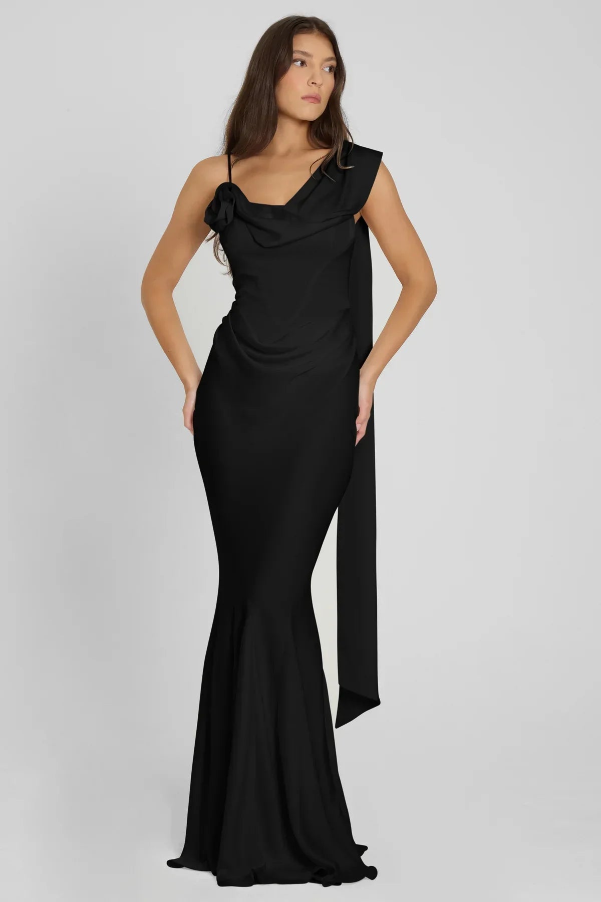 Isla One-Shoulder Satin Gown