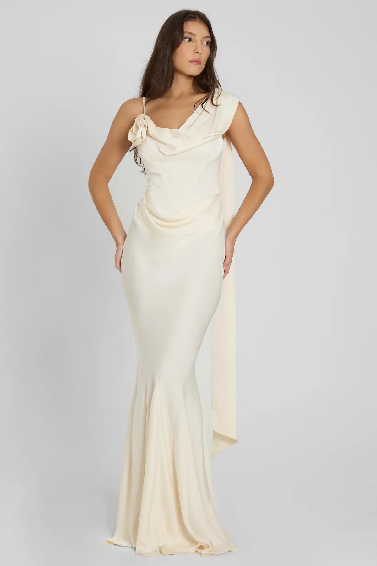 Isla One-Shoulder Satin Gown