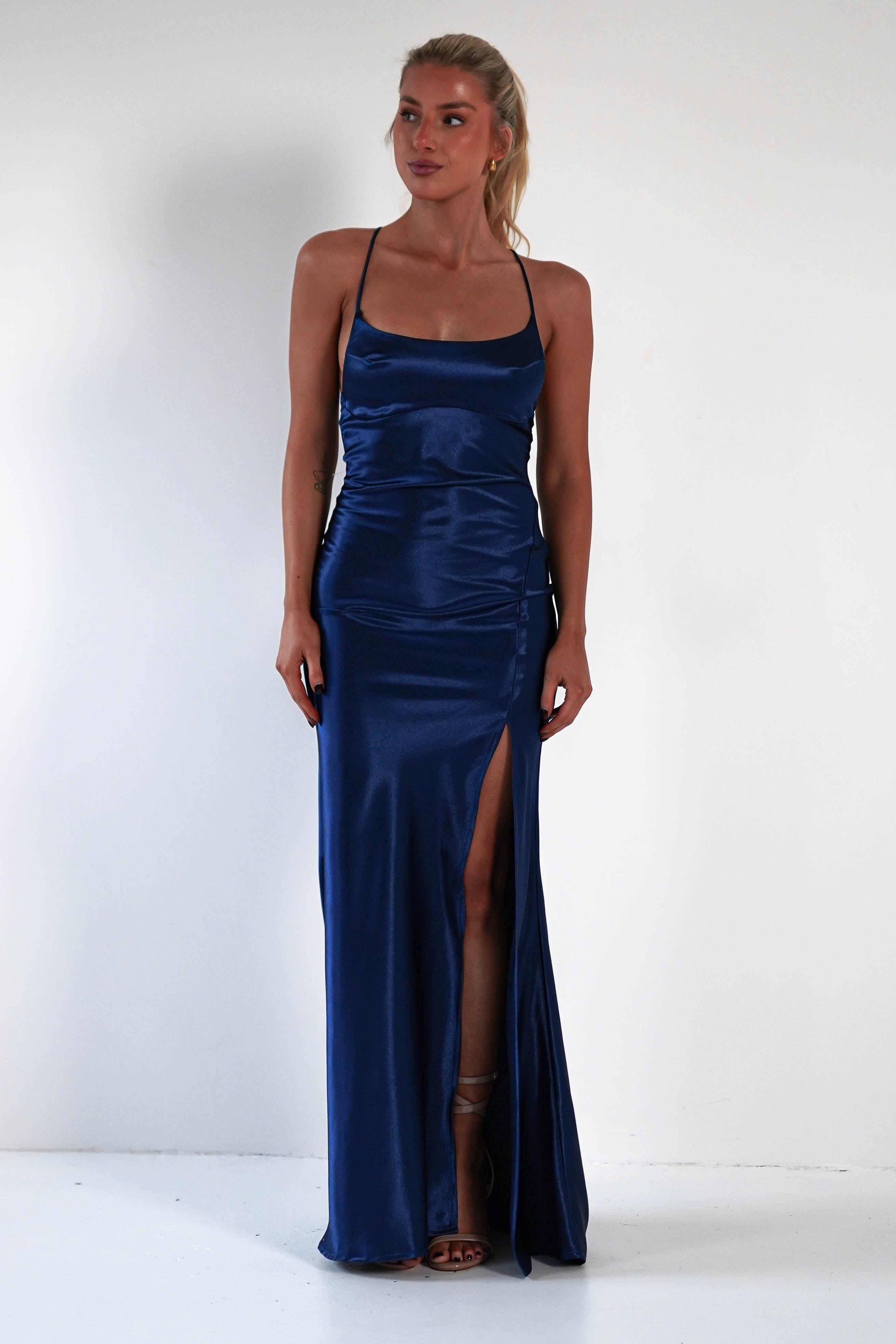 Royal Midnight Satin Dress