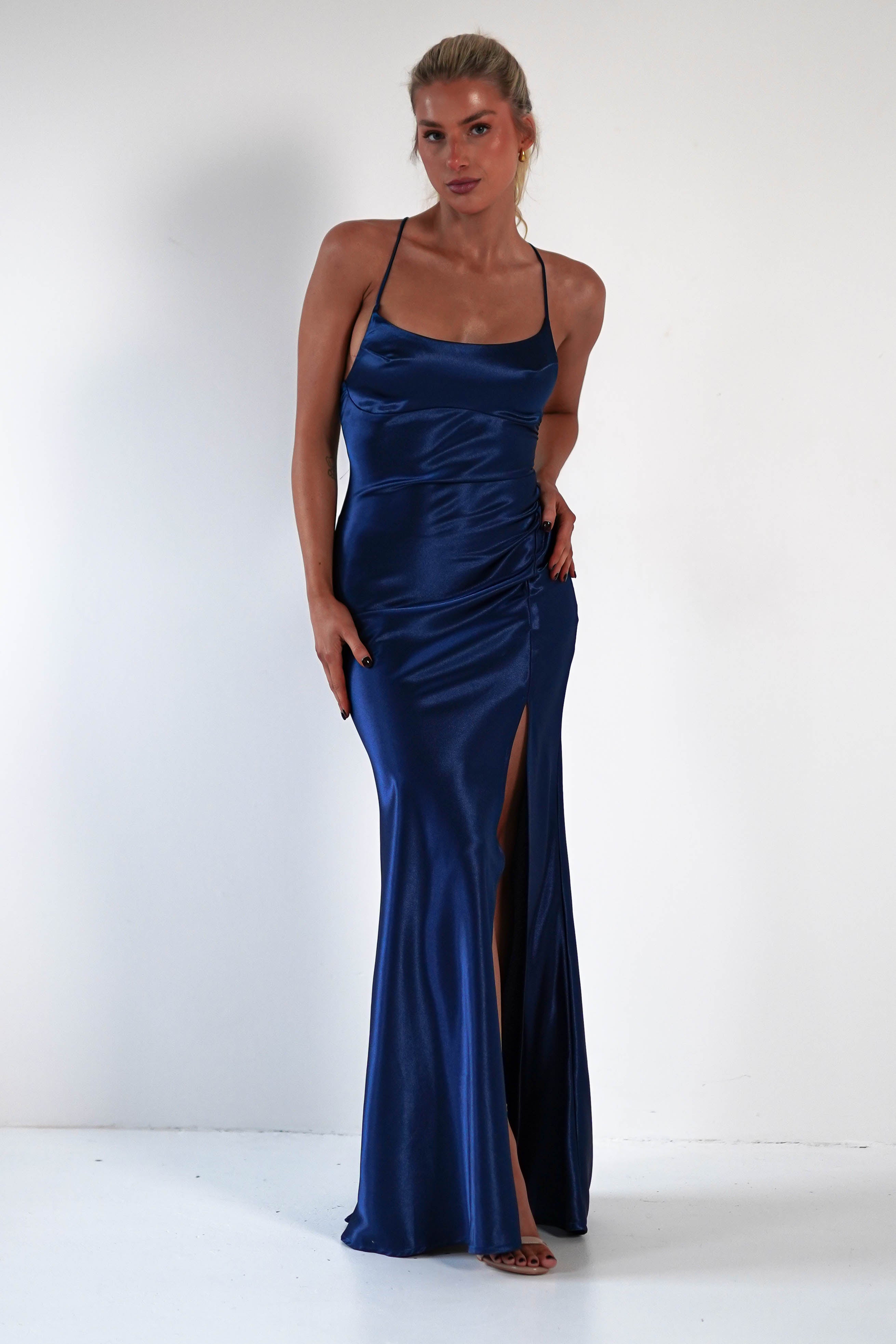 Royal Midnight Satin Dress