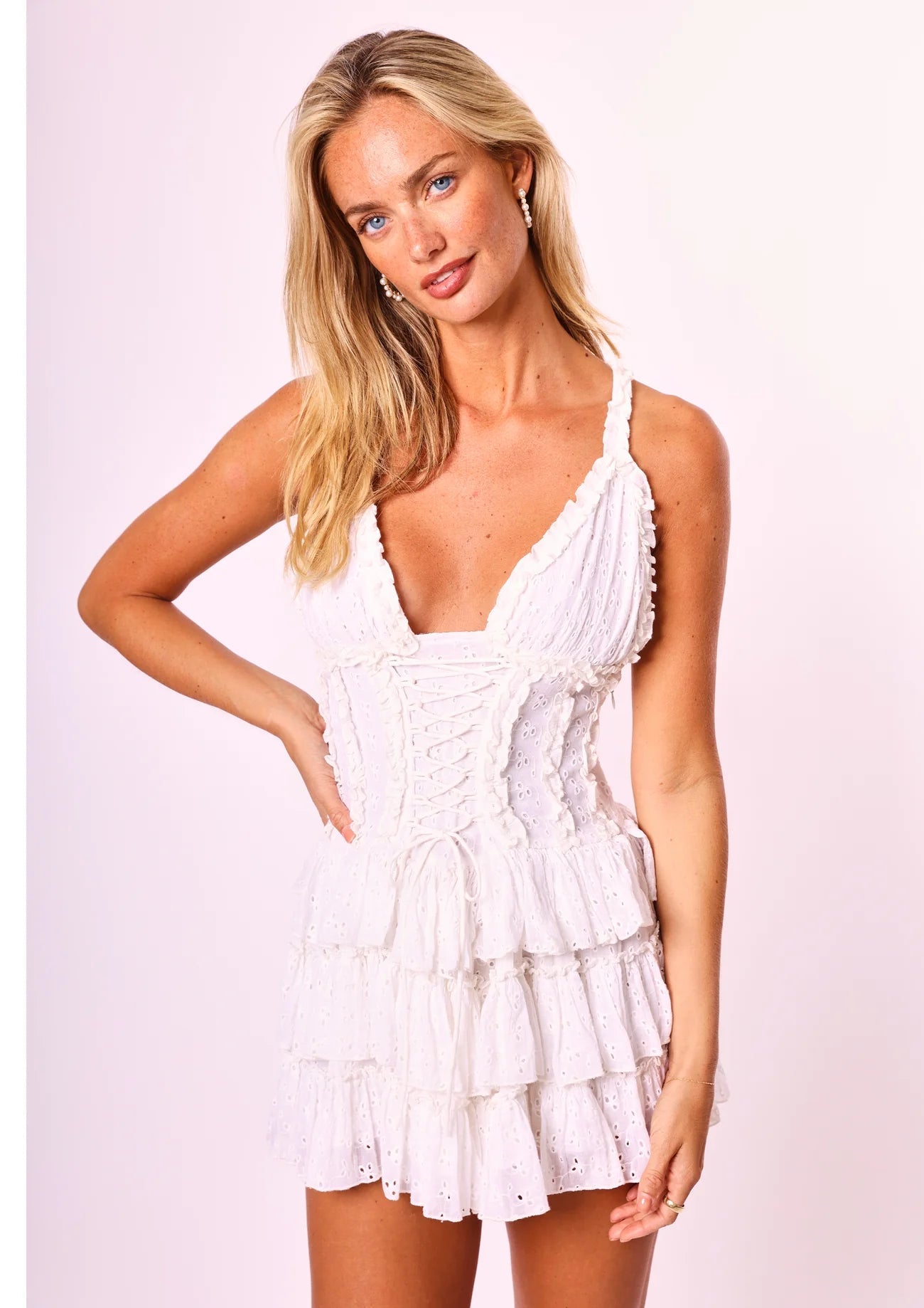 Ivory Charm Ruffle Mini Dress